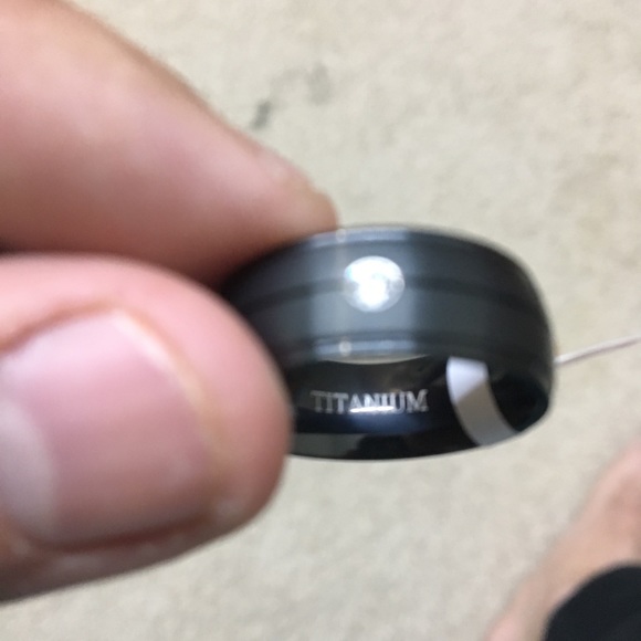 8mm Matt Black Titanium Ring with CZ Size 9-11 - Picture 5 of 8